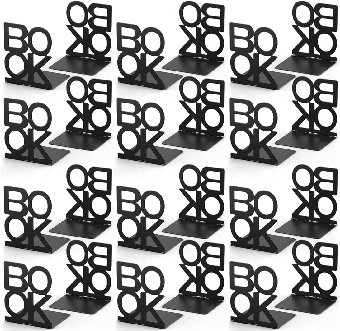 Book Ends,12 Pair Bookends Metal Bookend (Folding Book Ends 12 Pair)