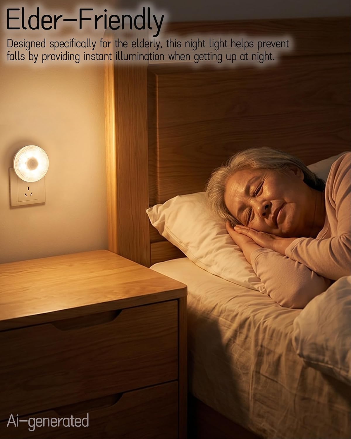 2 Pieces LED Motion Sensor Night Light, 110V Plug-in Wall Nightlight, Bathroom and Hallway Sensor Light, Ideal Night Light for Elderly Getting Up at Night (White-White Light)