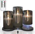 GenSwin Glass Rechargeable Flameless Candles with Remote Timer Black