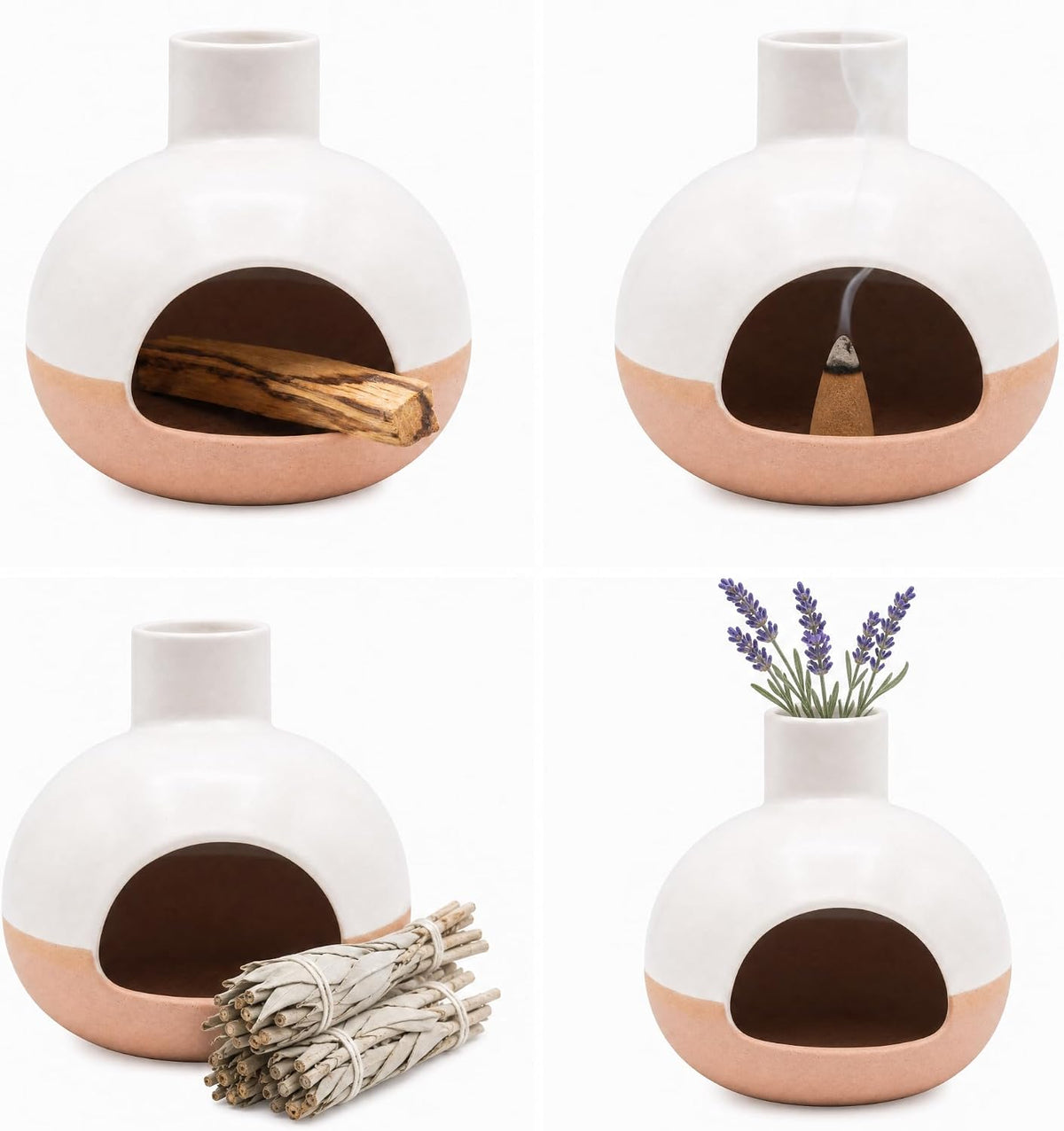 Palo Santo Holder, Mini Chiminea Ceramic Incense Burner