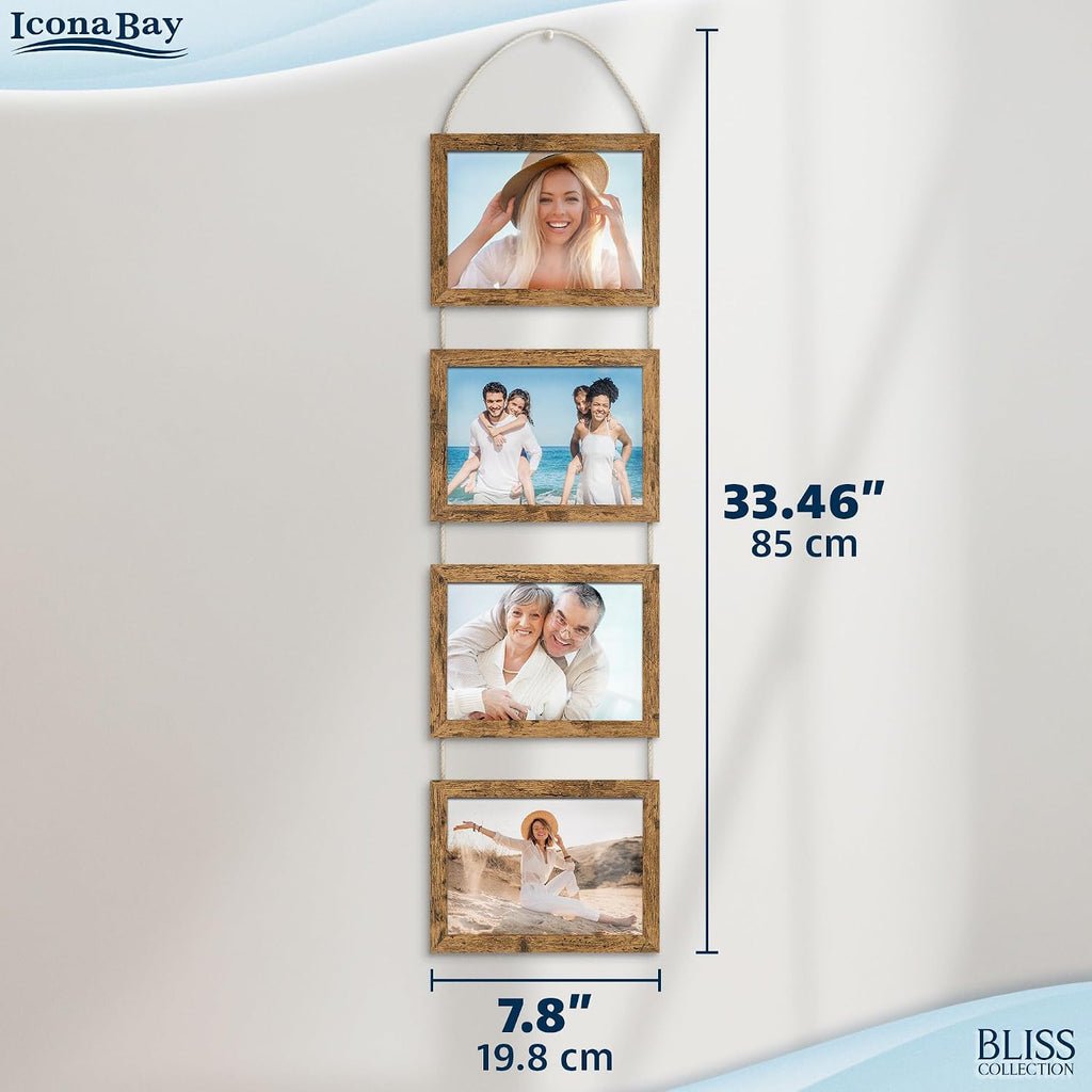 5x7 Hanging Picture Frames Collage with 8 Openings - Rustic Brown, 2 PK