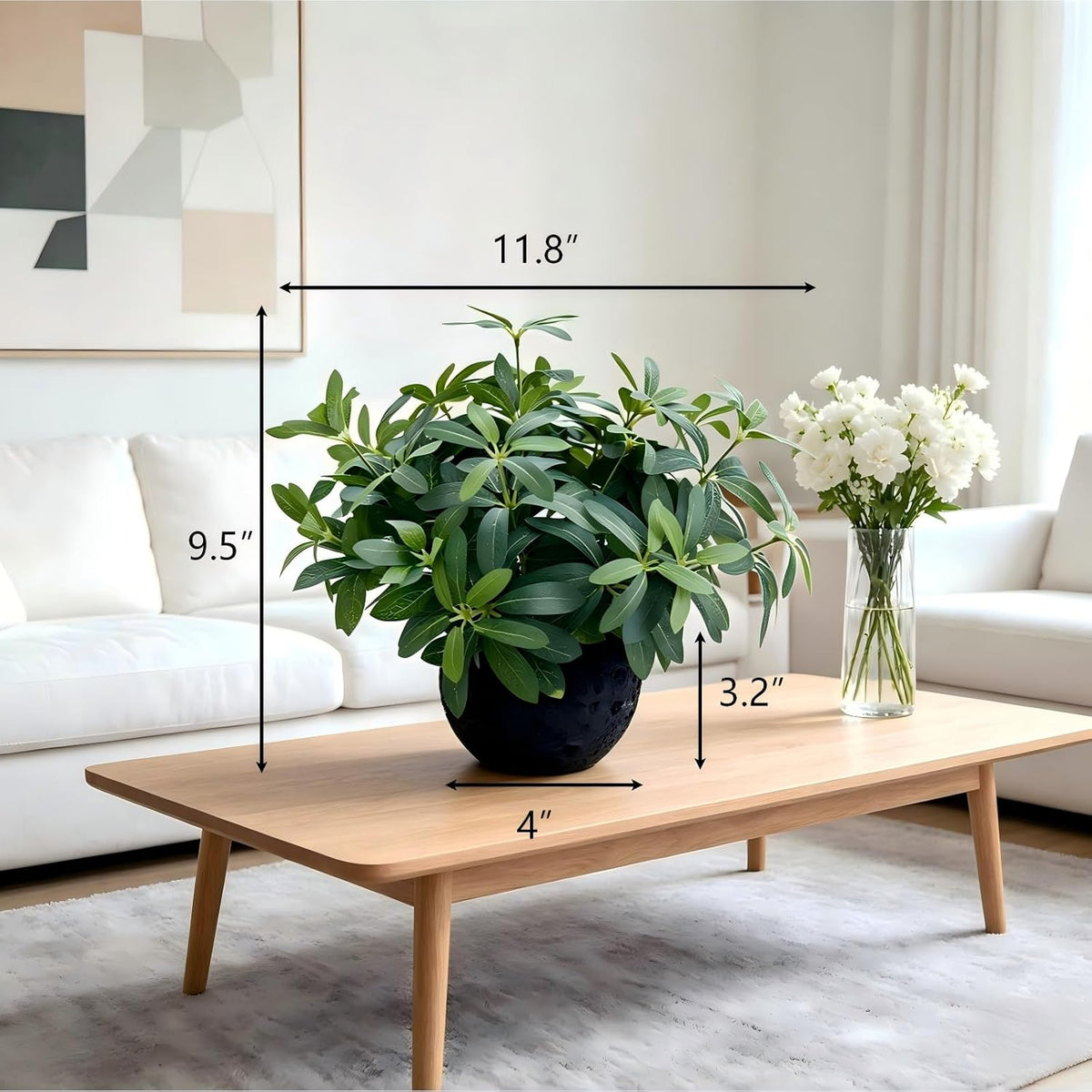 AlphaAcc 9.5" Artificial Olive Plant Black Pot Indoor Tabletop Decor