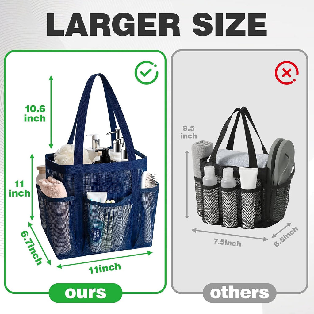 Mesh Shower Caddy Portable with Zipper for College Dorm Essentials Blue