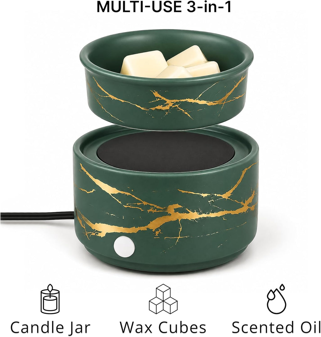 PALANCHY Green Wax Melt Warmer for Scented Wax with Gold Lightning Accents
