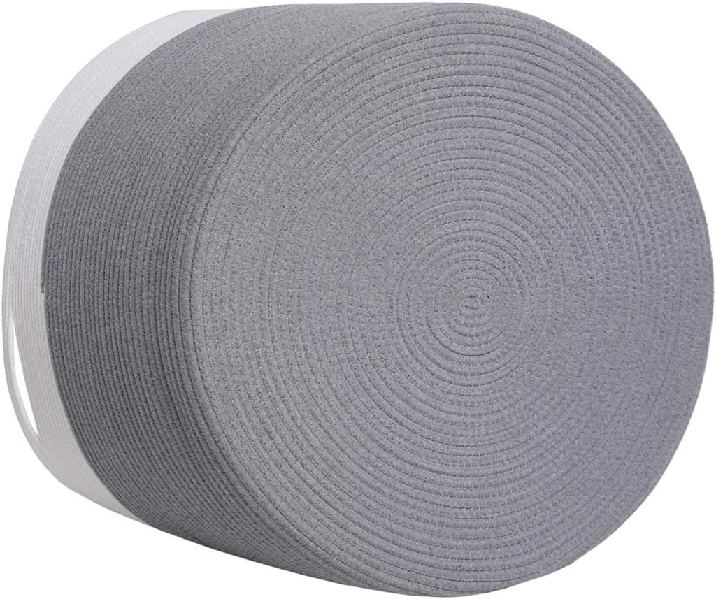 24x24x17 Inch Cottonphant Extra Large Round Blanket Basket for Living Room, Open Woven Cotton Rope Storage Basket, Jumbo Bin for Bedroom Playroom, Grey