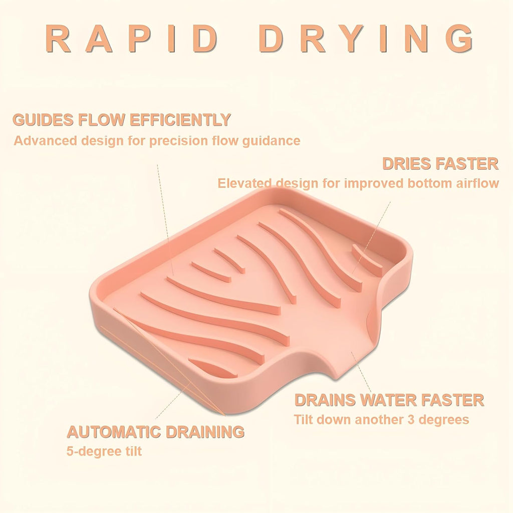 2PCS Pink Self-Draining Silicone Bar Soap Dish and Holders for Shower