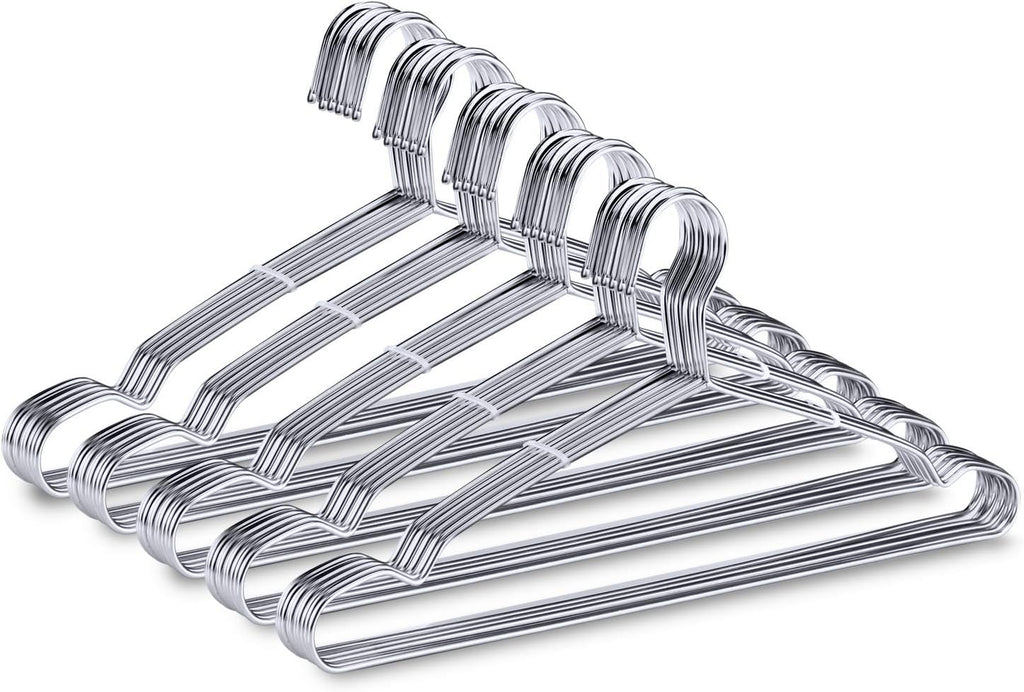 Stainless Steel Metal Hangers, 50 Pack, 16.5 Inch, 15 lb Capacity