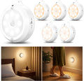 YiaMia Motion Sensor Under Cabinet Lights - 6 Pack, Indoor Smart Sensor Night Light, 3 × AA Battery Operated Wireless Stair Light, Dimmable Puck Lights Suitable for Kitchens, Wardrobes, Hallway