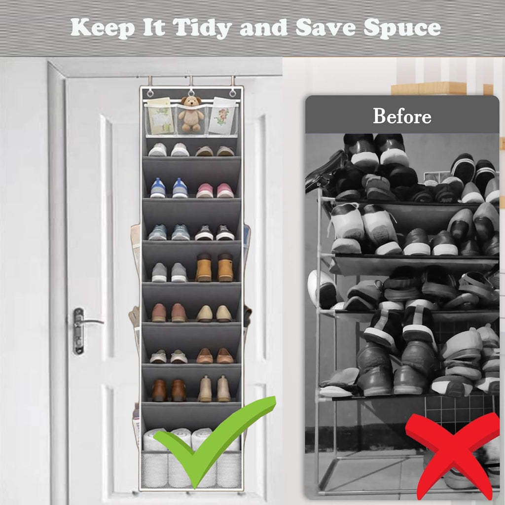 Coraltree Over the Door Shoe Organizer for Closet, Grey