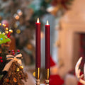 Burgundy Flameless Taper Candles with Remote & Timer -Leather-Textured Real Wax, 3D Moving Flicker, 400Hr Battery Operated Window Candles (Remote Uses 2 AAA Batteries, Not Included)