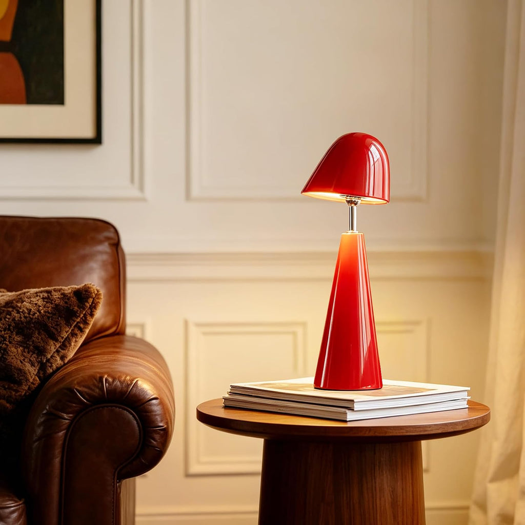 Modern Red Table Lamps , Cordless Rechargeable Desk Lamp，for Living Bedroom