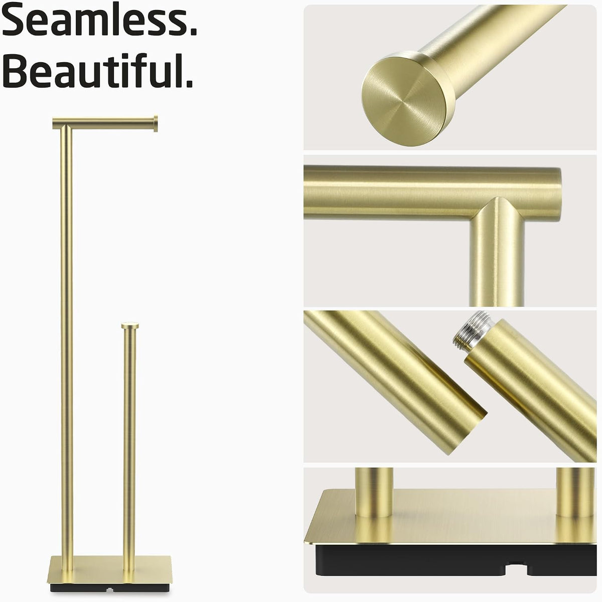 KES Free Standing Bathroom Toilet Paper Roll Holder with Storage