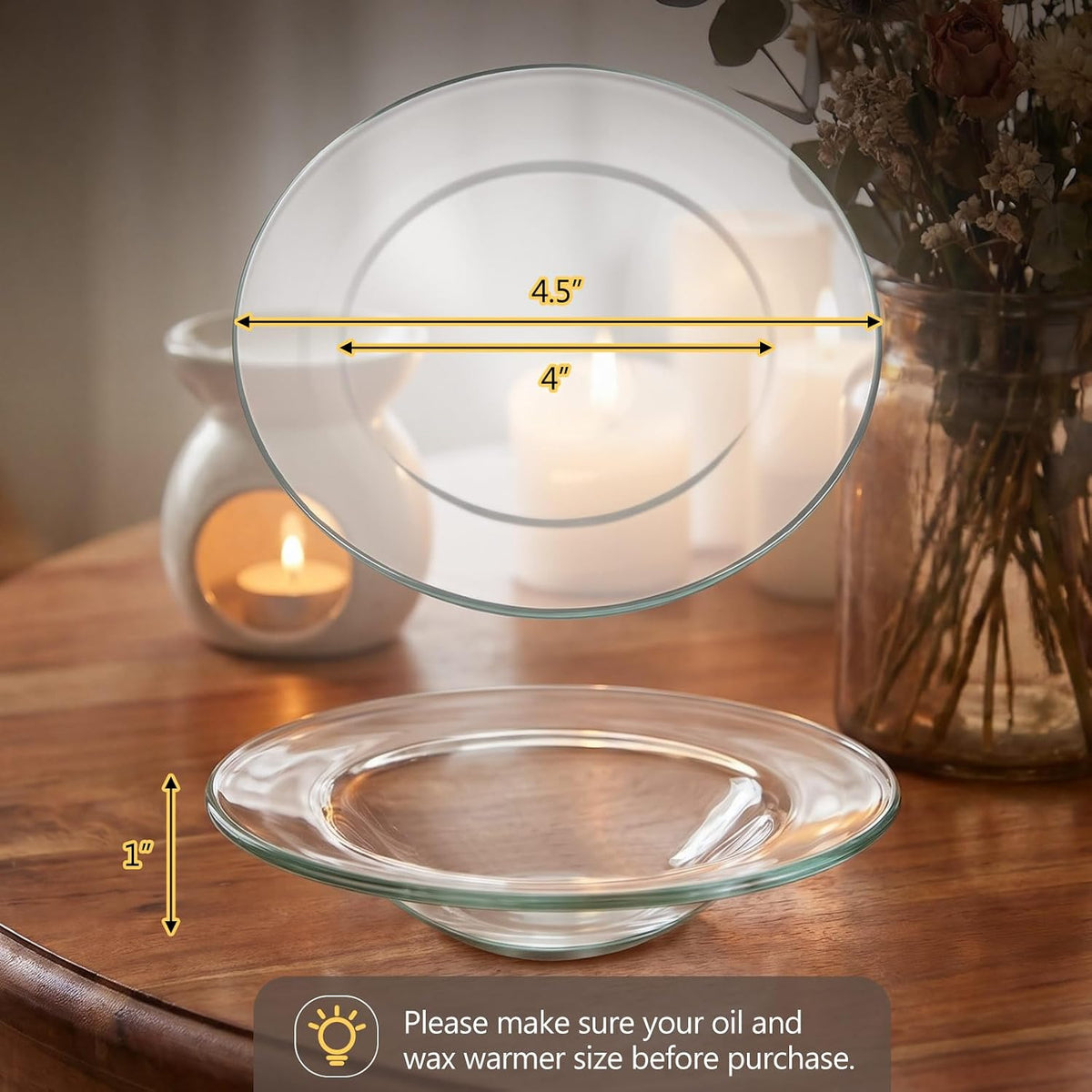 Patelai 3 Pieces Replacement Wax Warmer Dish, 4.5 Inches Round Glass Plate