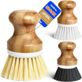 Holikme Bamboo Palm Brush Dish Brushes Round Vegetable Brush,Yellow
