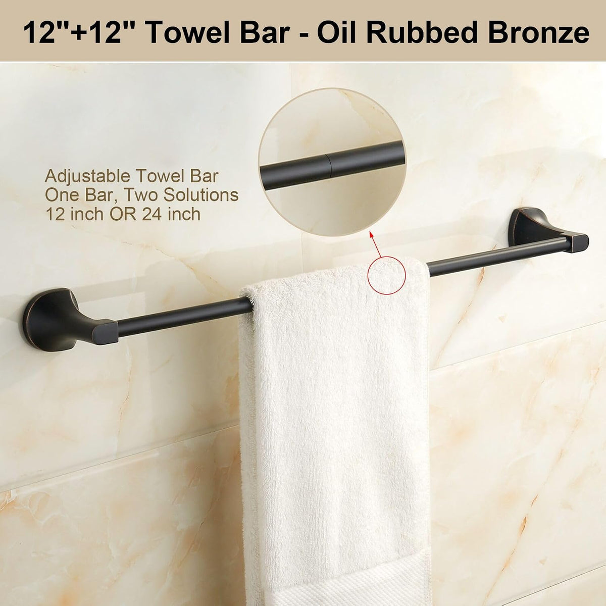 BGL 4 Piece ORB Bathroom Hardware Set - Wall Mounted Bathroom Accessories Set with Towel Bar, Towel Ring, Toilet Paper Holder, Robe Hook - Rustproof Bathroom Towel Bar Set