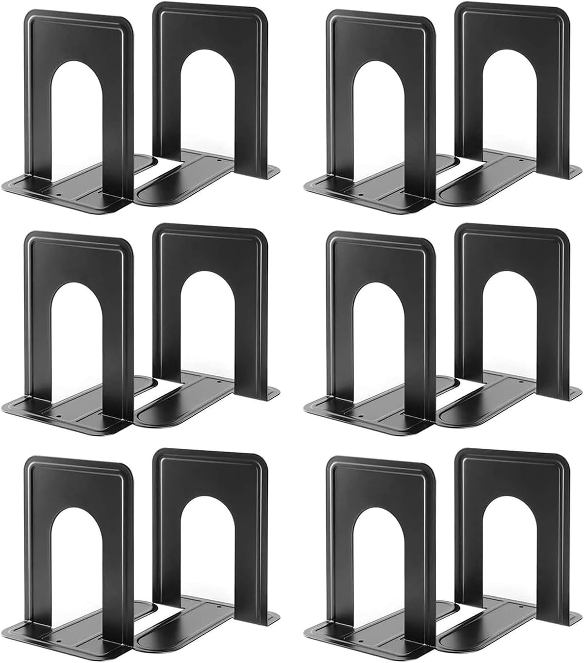 6 Pairs Heavy Duty Metal Book Ends for Shelves