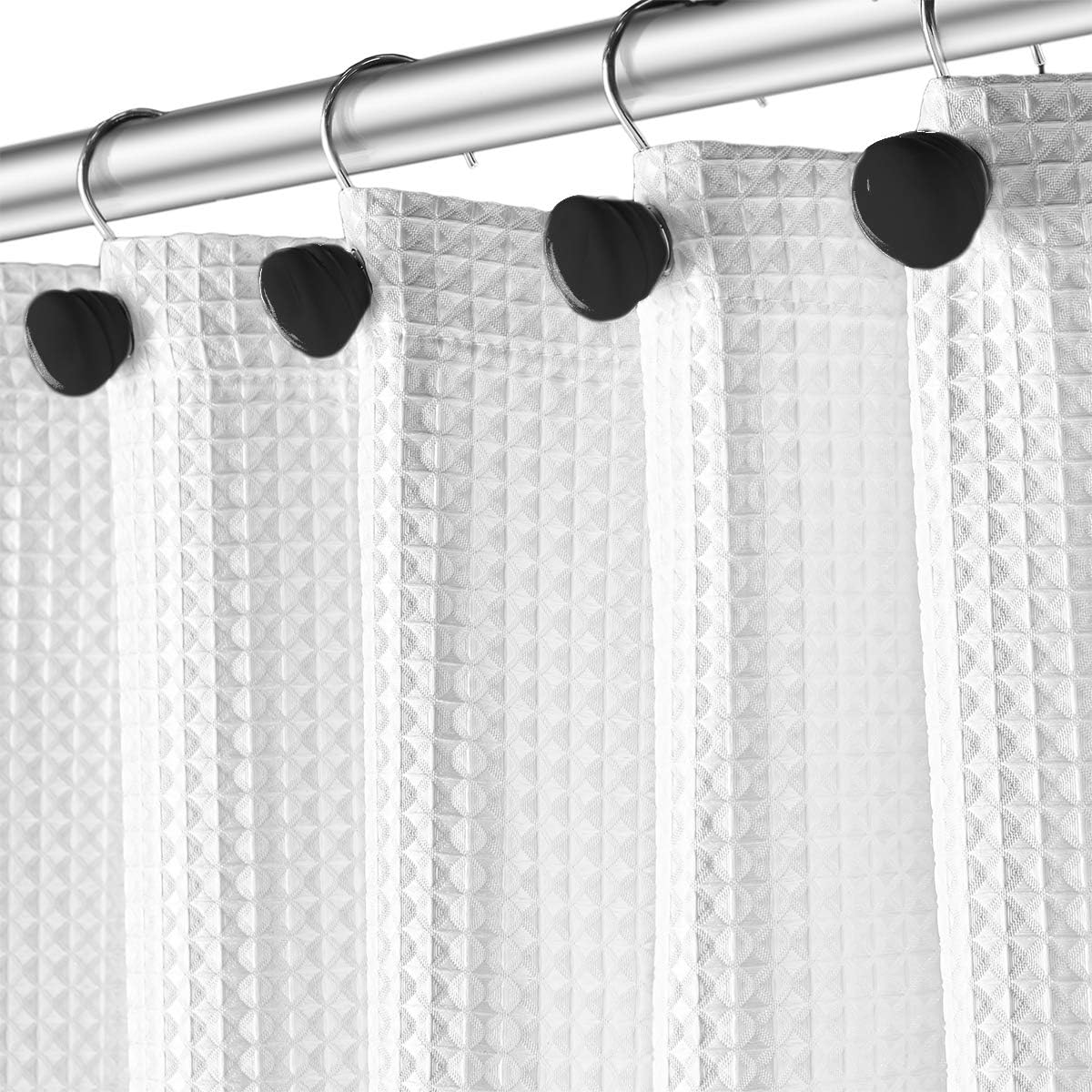 Creative Scents Black Shower Curtain Hooks Decorative | Set of 12