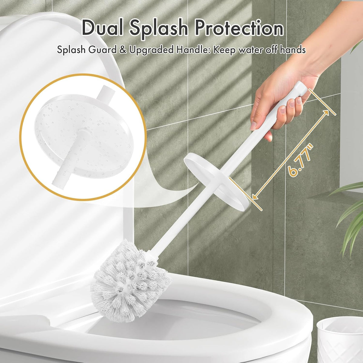 Toilet Bowl Brush and Holder Set 2 Pack with 4 Extra Brush Heads (White)