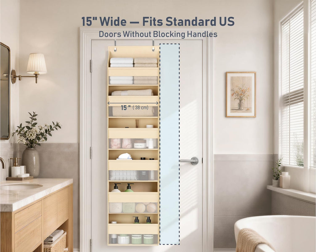 DIMJ Over the Door Organizer, 6-Shelf Hanging Organizer, Beige, 1 Pack