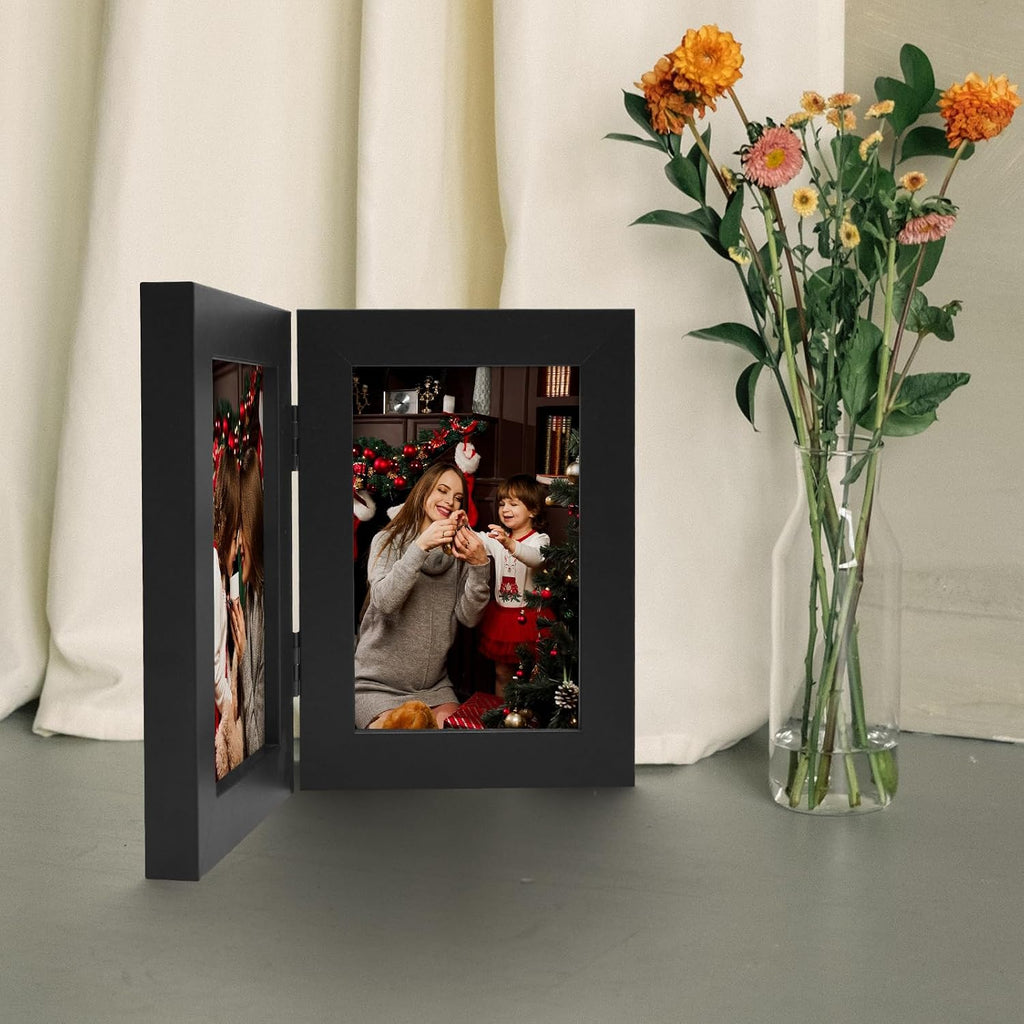Frametory, 4x6 Double Picture Frame Black, 1 Pack