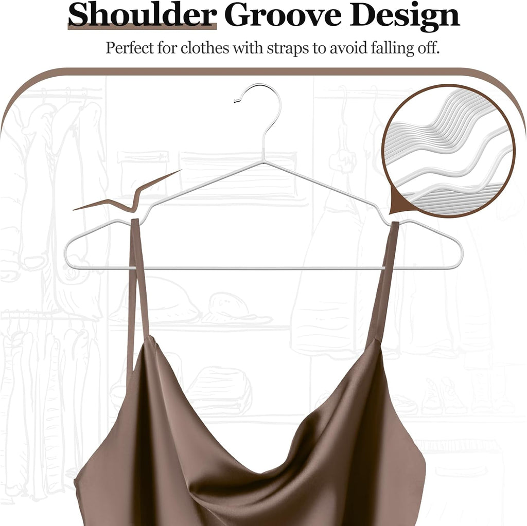 16" Non-Slip Rubber Coated Metal Suit Hanger 30 Pack with Notches