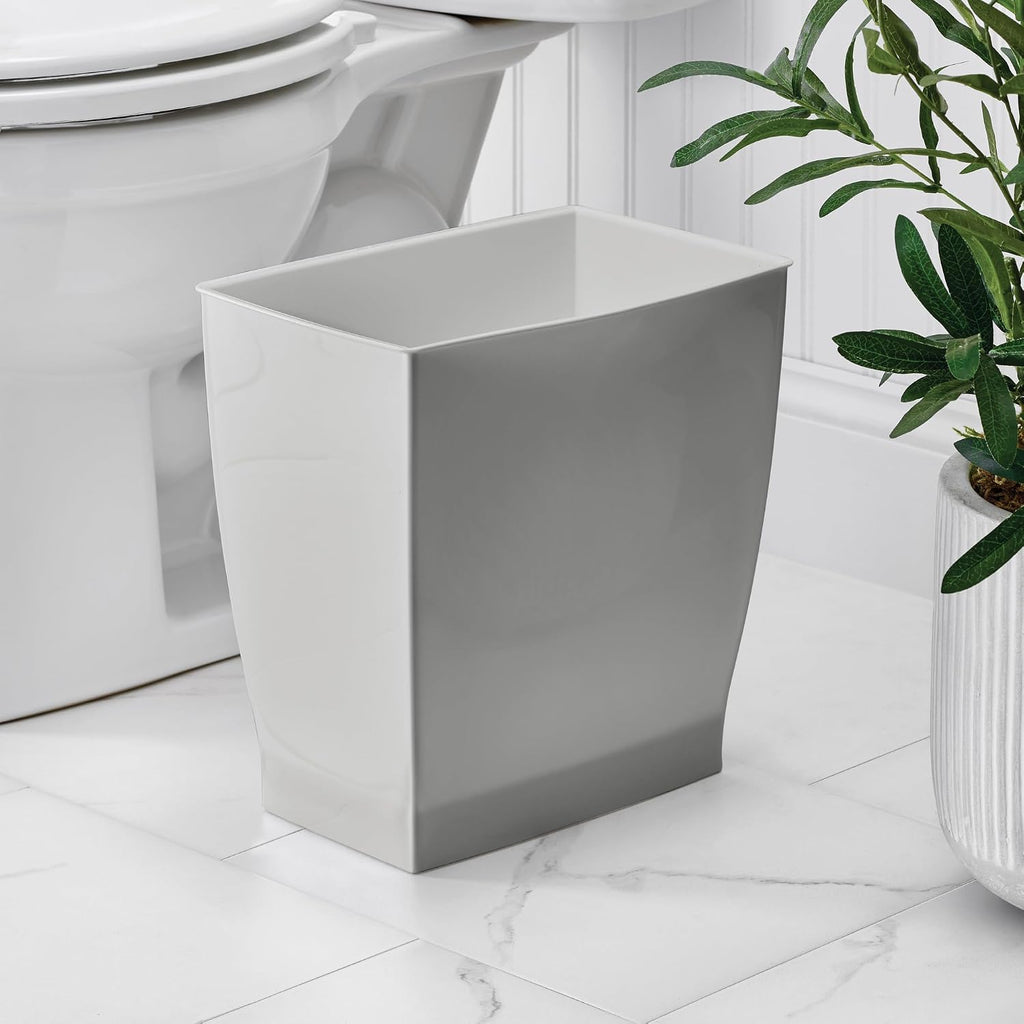 iDesign Small Plastic Bathroom Trash Can, Slim Rectangle, 4-Pack