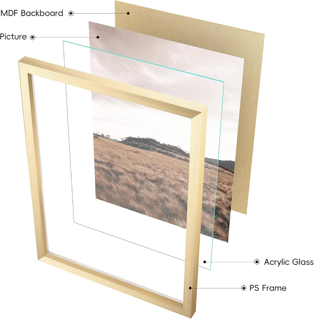 ArtbyHannah Gallery Wall Frame Set, 8 Pack Neutral Wall Decor, Gold, Small