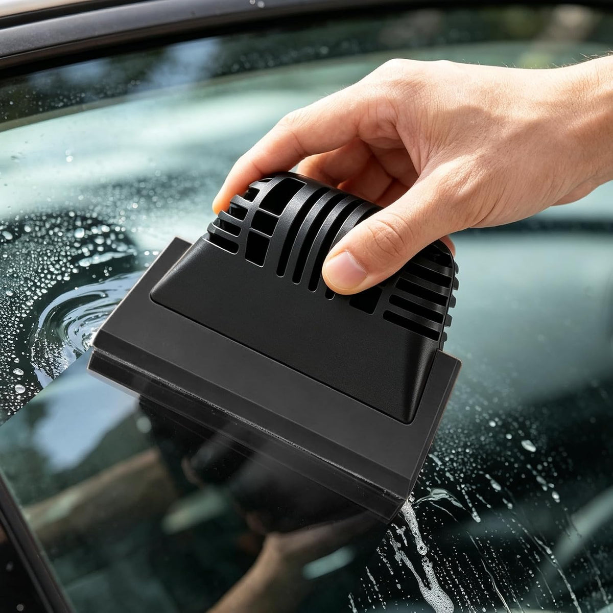 SetSail Shower Squeegee for Glass Doors, Mini Hand Squeegee, All Black