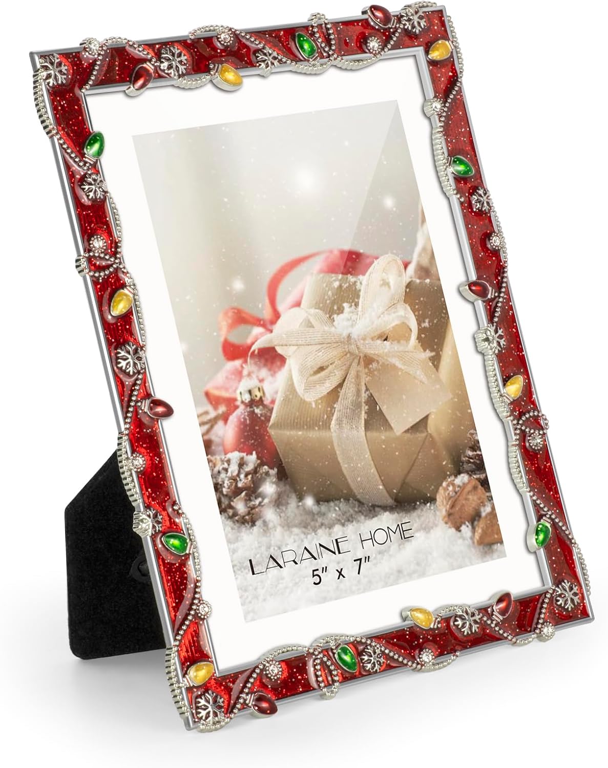 LARAINE 5x7 Picture Photo Frame Christmas Metal 2026 Christmas High Definition Display Pictures for Tabletop Home Decorative Holiday Gift (Red, 5x7)