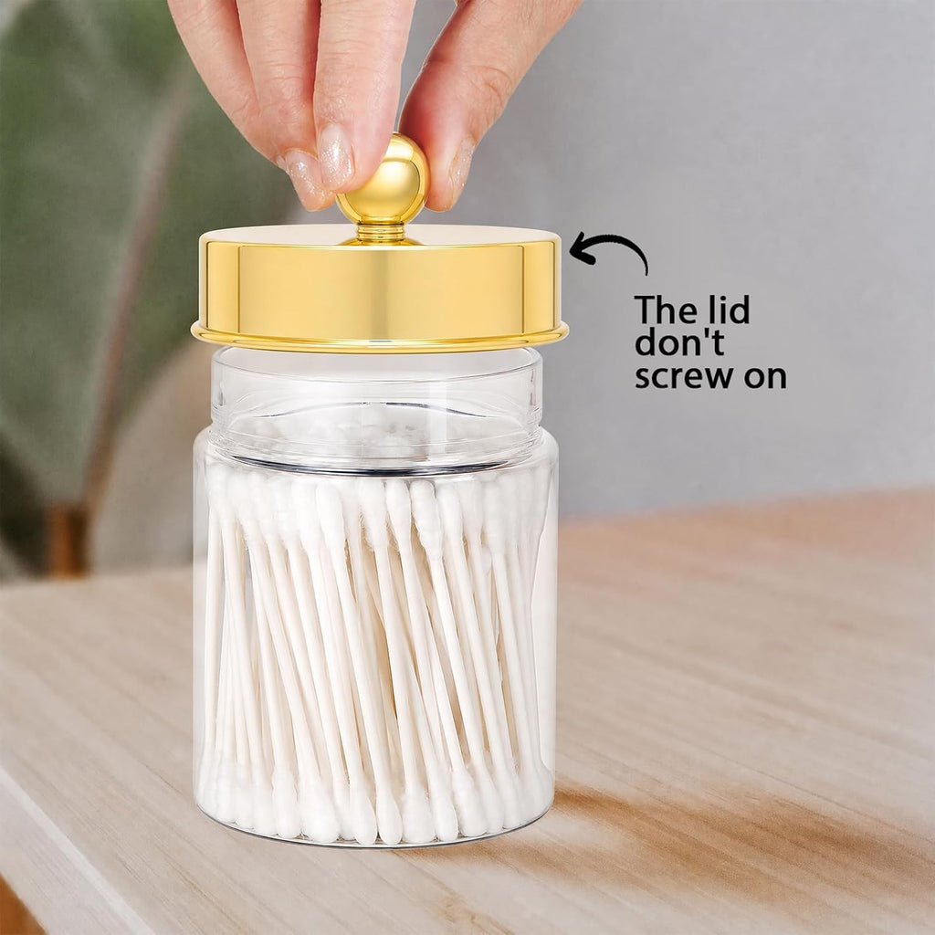 Amolliar Acrylic Apothecary Jar Bathroom Qtip Holder Gold 6 Pack