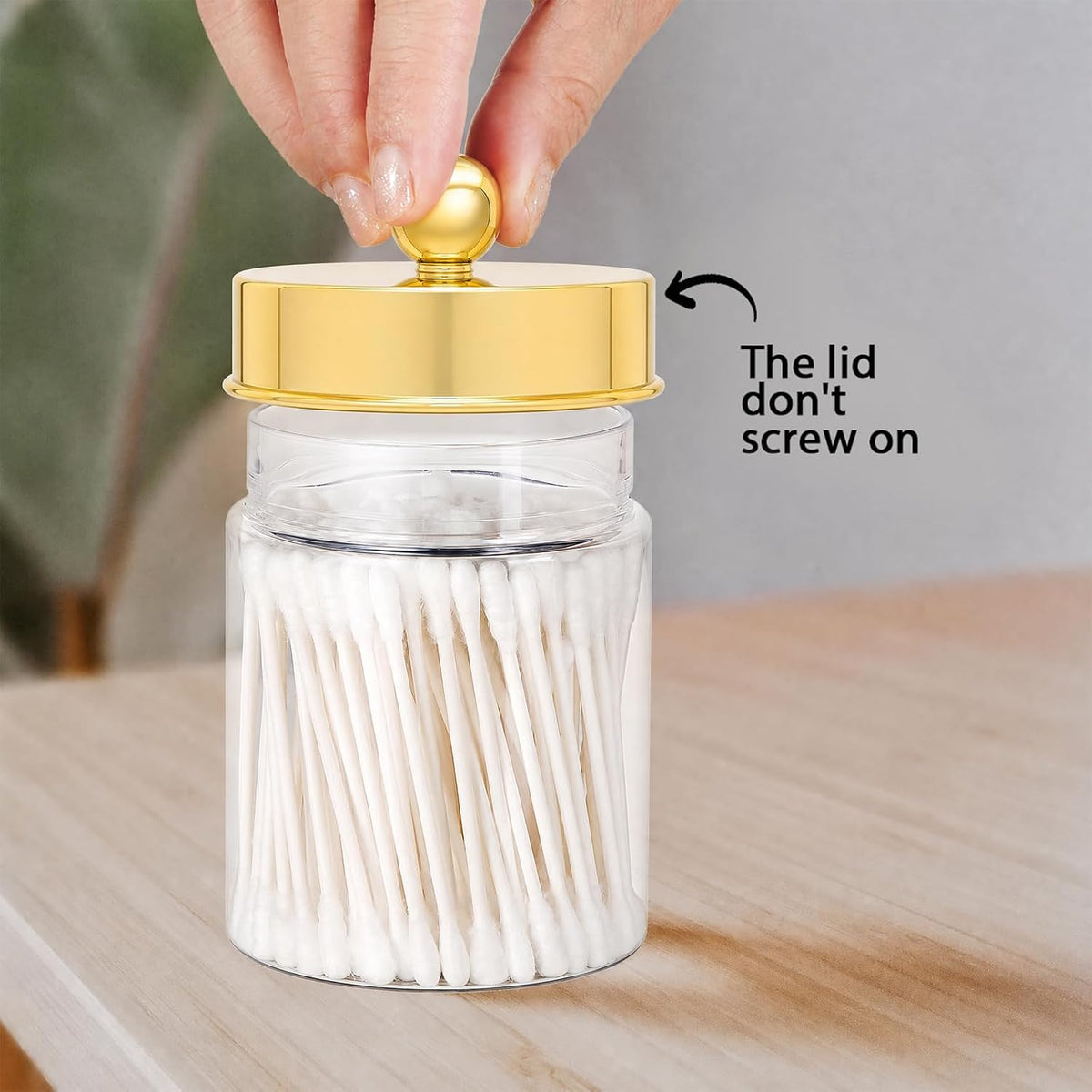 Amolliar Acrylic Apothecary Jar Bathroom Qtip Holder Gold 6 Pack