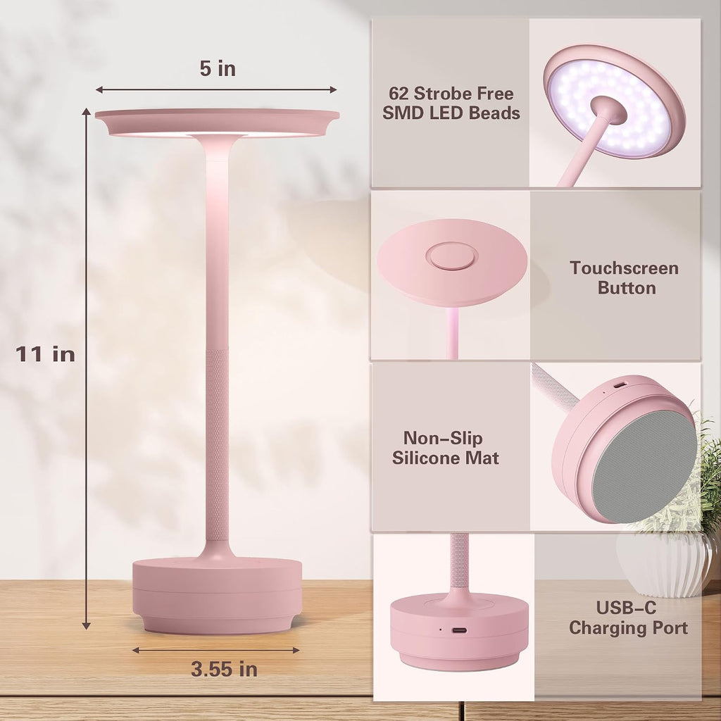 Cordless Table Lamp Set of 2,Rechargeable Battery Powered LED Table Light