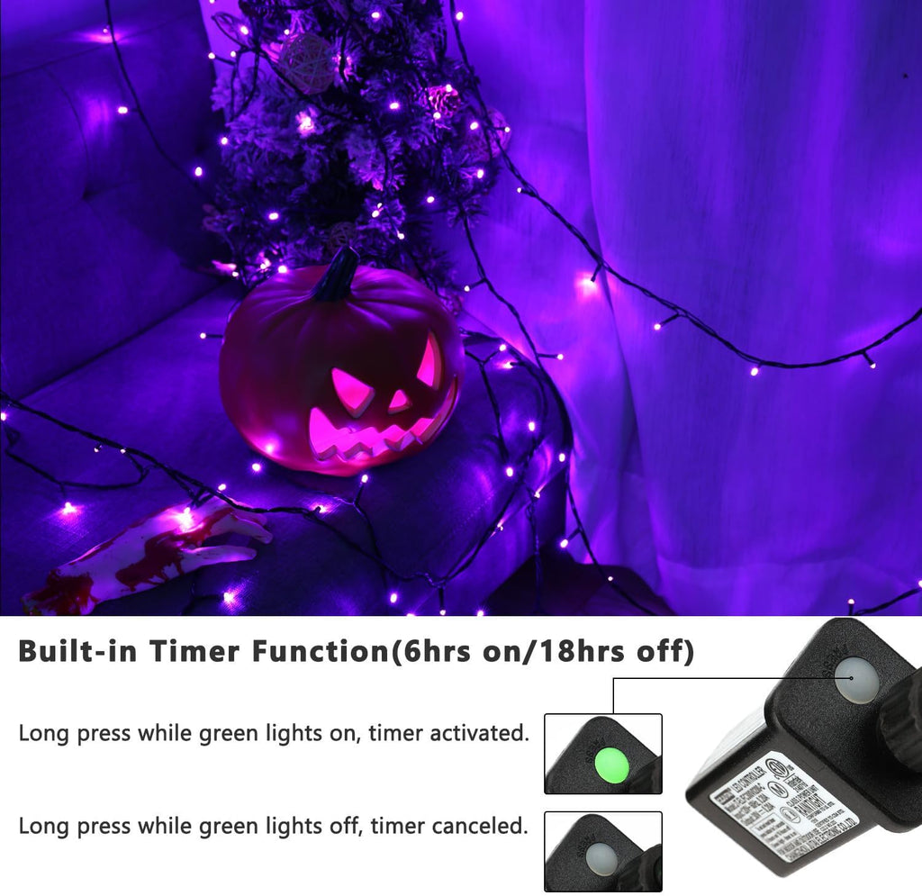 BrizLabs Purple Halloween String Lights Connectable Plugin 78.74 ft 240 LED