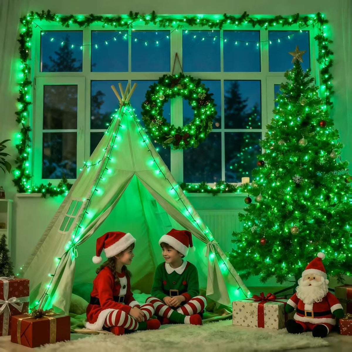 JMEXSUSS 500 LED Green Halloween Lights, 173ft Christmas Lights Plug in