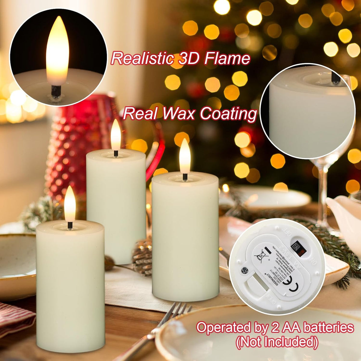 Votive Flameless LED Candles Battery Operated with Remote Timer, Ivory
