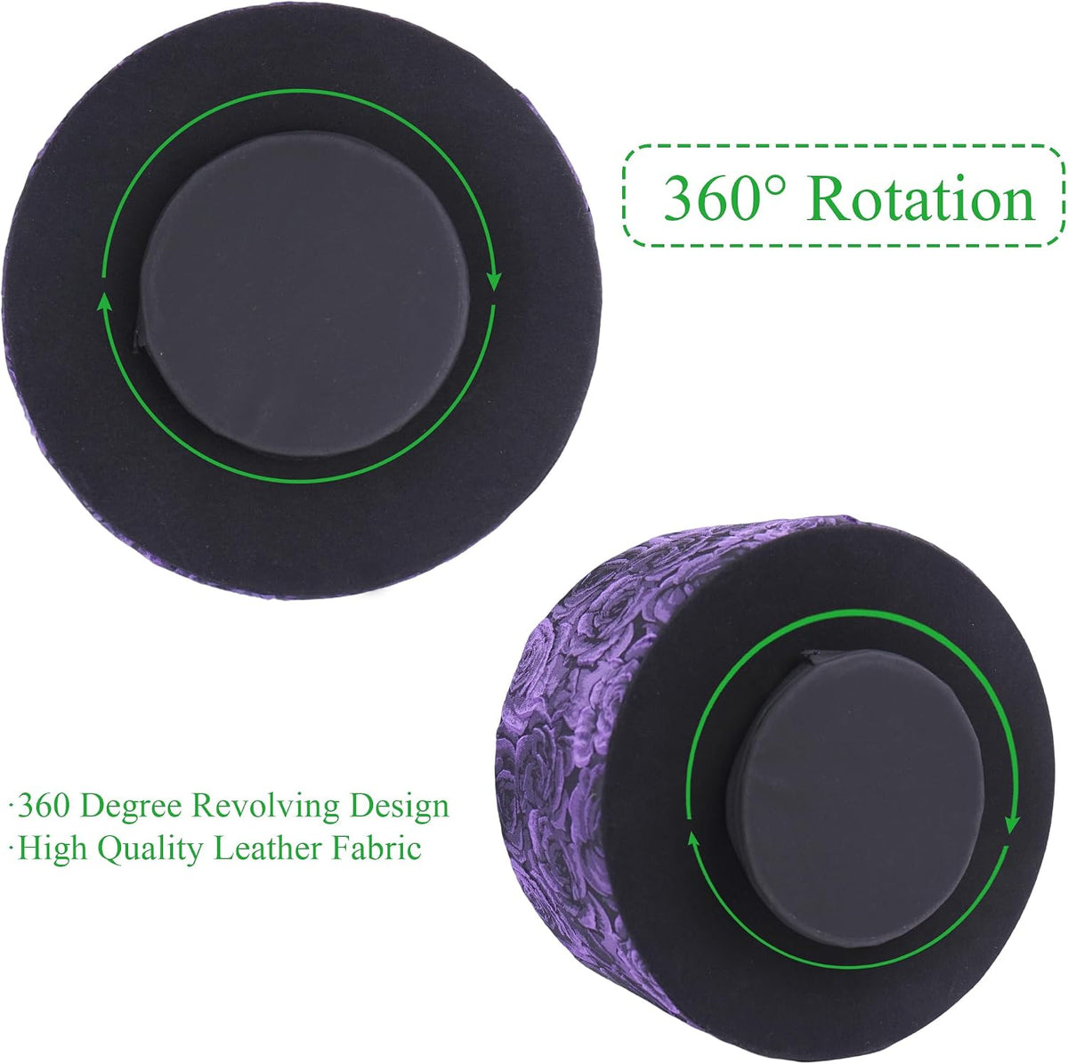 Remote Control Holder, 360°Spinning PU Leather Desk TV Remote Caddy,Desk Storage Box Room Accessories for Controller, Media,Mail,Calculator, Mobile Phone,Pencil(1-B3D Purple)
