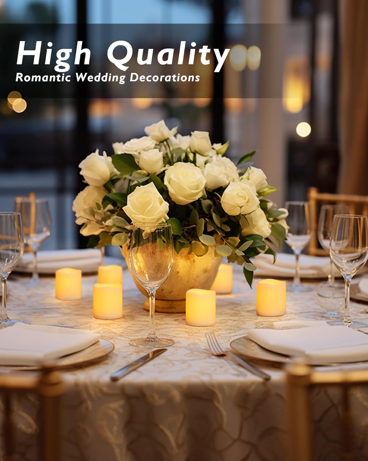 Homemory 50 Pack Ivory Flameless Flickering LED Votive Tealights Candles