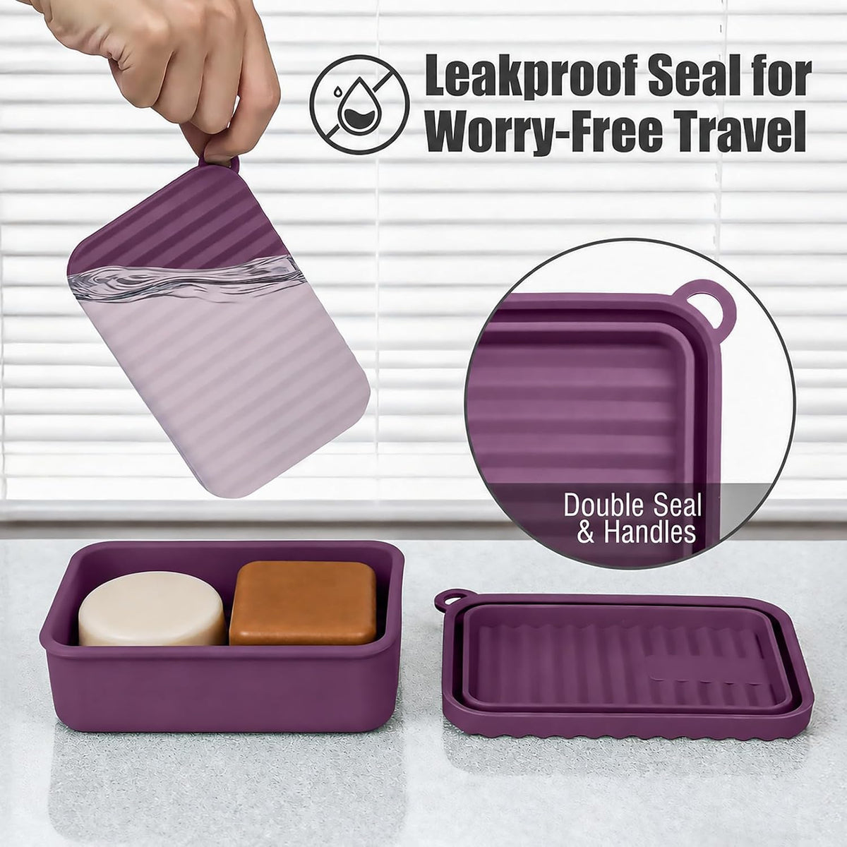 AIDIMMING Jumbo Silicone Travel Soap Case for 10 oz Soap Bars (Deep Purple)