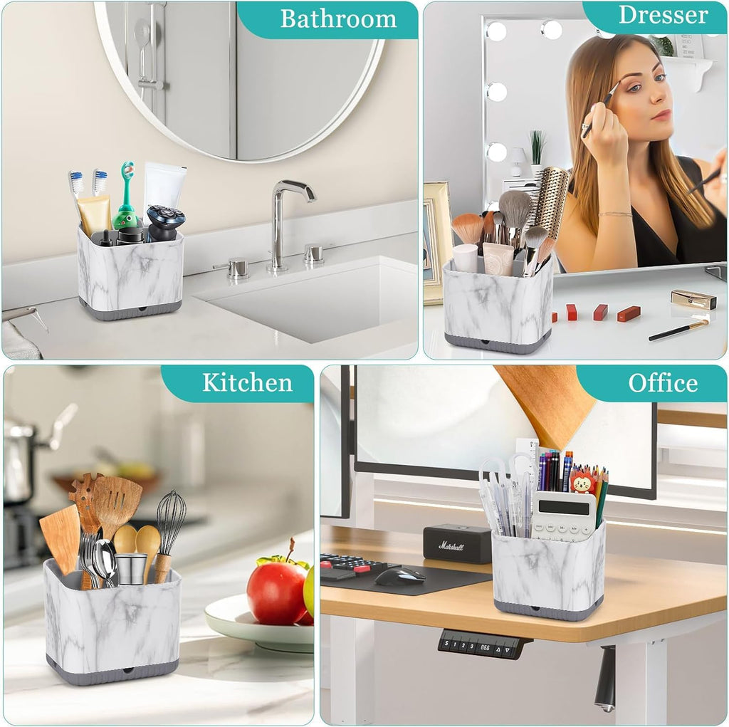 Toothbrush Holder for Bathrooms, Toothbrush Organizer (Grey Marble Grain)