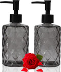 YYTSGG Glass Soap Dispenser with Black Plastic Pump, 12oz, 2 Pack