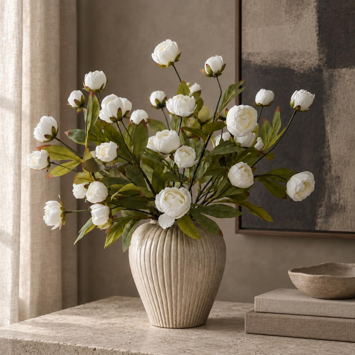Peonies Artificial Flowers Faux Flowers for Vase Silk Flowers 12ct No Vase
