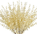 GnFlus 5 Pcs Artificial Eucalyptus Stems Fall Eucalyptus Leaves Autumn Leaf Branches Fall Decorations with Foam Fall Leaves for Home Floral Arrangement Autumn Festival Thanksgiving Decor Cream White