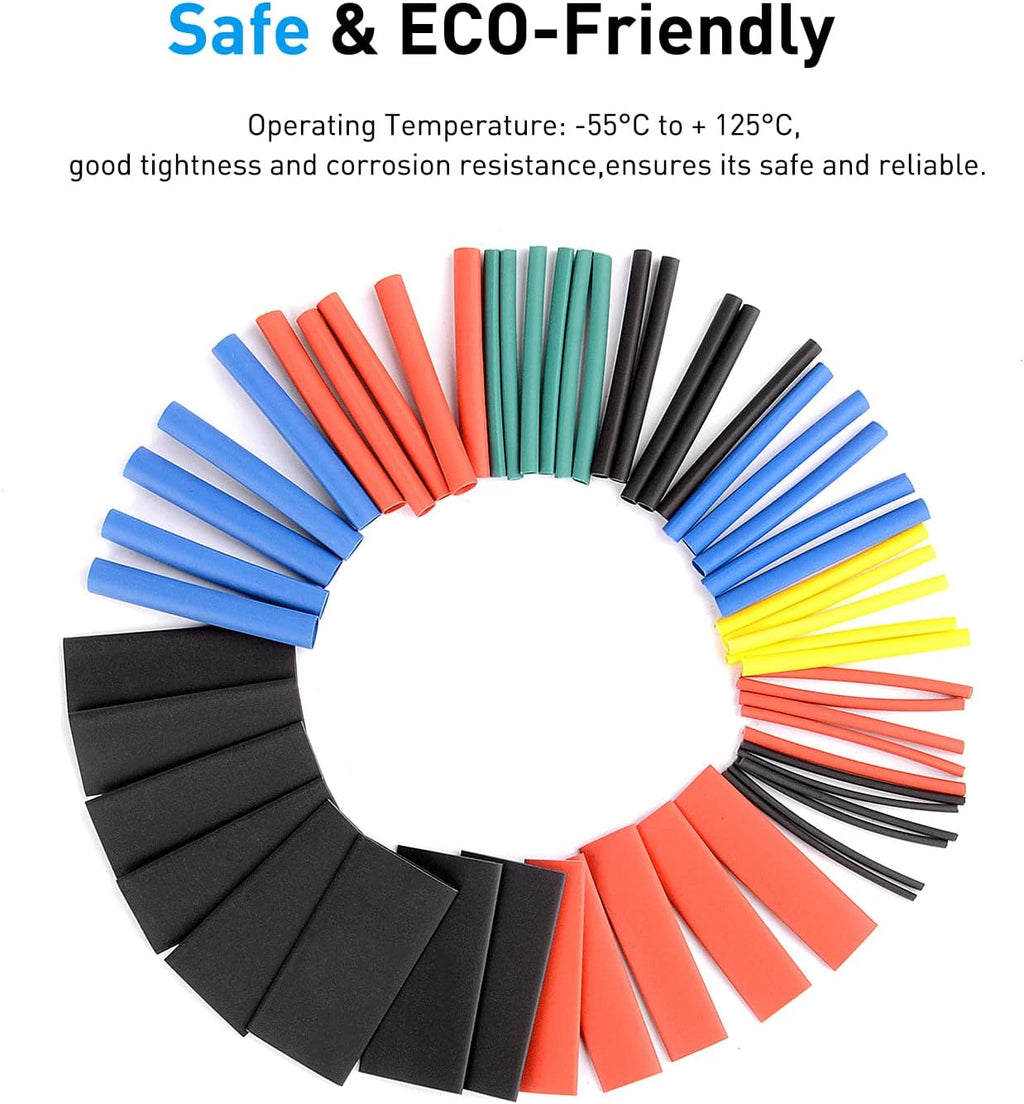 Nilight - 50005R Heat Shrink 2:1 Electric Insulation Tube Kit 45mm Flame Retardant Wrap Cable Sleeve 560pcs 5 Colors 12 Sizes with Storage Box，2 Years Warranty