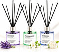 Reed Diffuser Set of 3 Pack,50ML Lavender Jasmine Gardenia Scented Oil Diffuser with 5 Sticks,Home Fragrance Reed Diffuser for Bedroom Bathroom Office (Lavender/Jasmine/Gardenia)