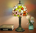 Small Tiffany Style Stained Glass Table Lamp, 8 Inch, Flower Pattern