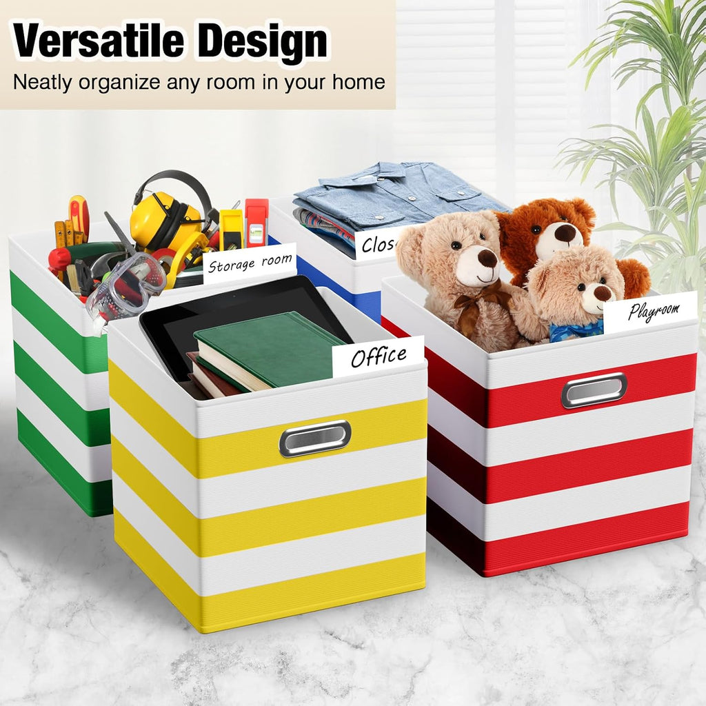 CroBlissful 13 Inch 6 Pcs Fabric Storage Cubes with Handle, Dark Color