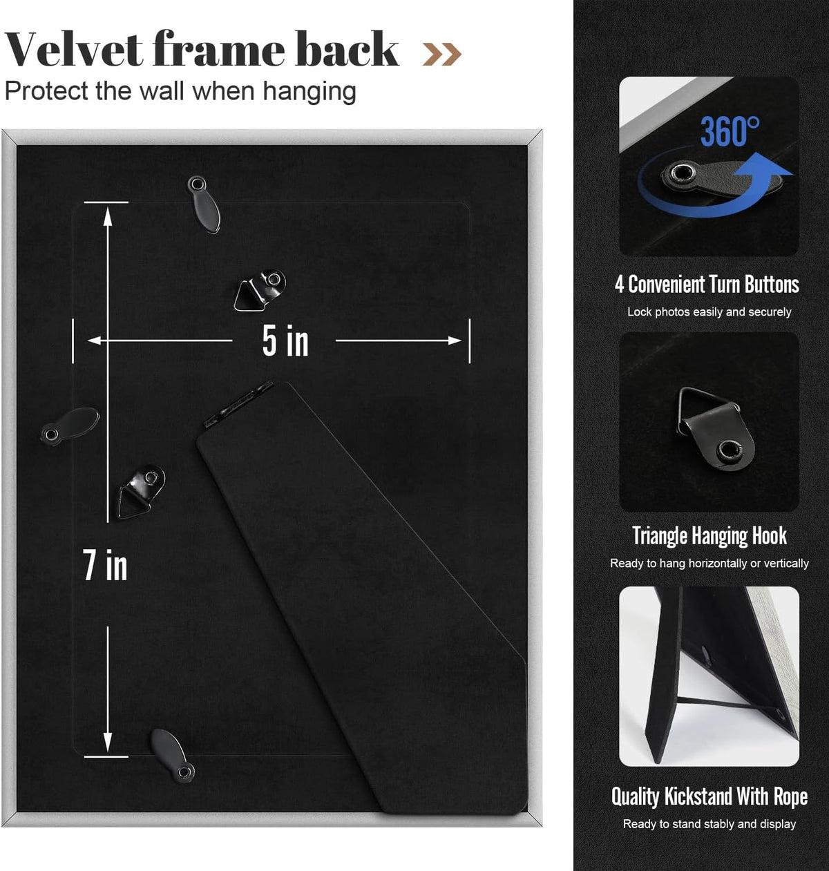 5x7 Picture Frame with Mat, 5 x 7 Assorted Photo Frame Set, 4 Pack