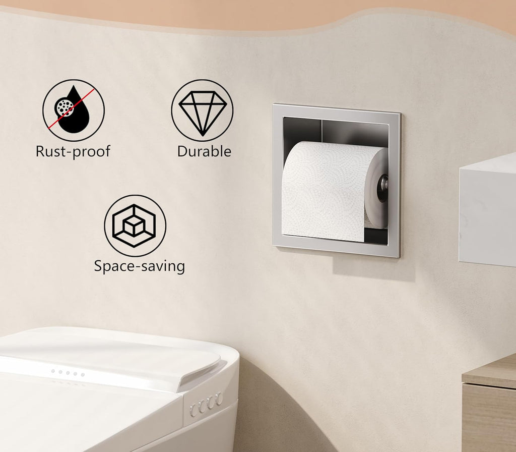 Neodrain Brushed 304 Stainless Steel Recessed in Wall Toilet Paper Holder