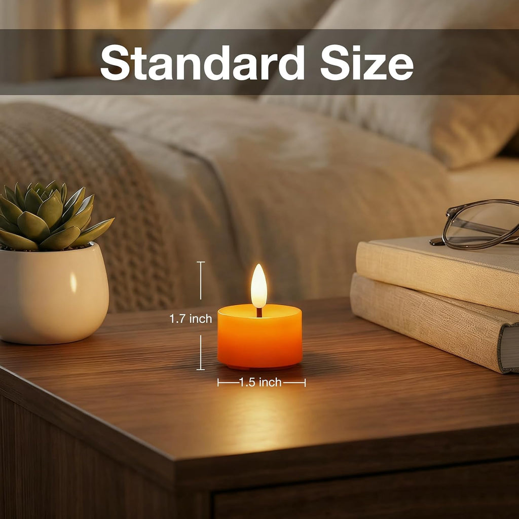 24 Pack Orange Flameless Tea Lights Candles Battery Operated LED Tealights