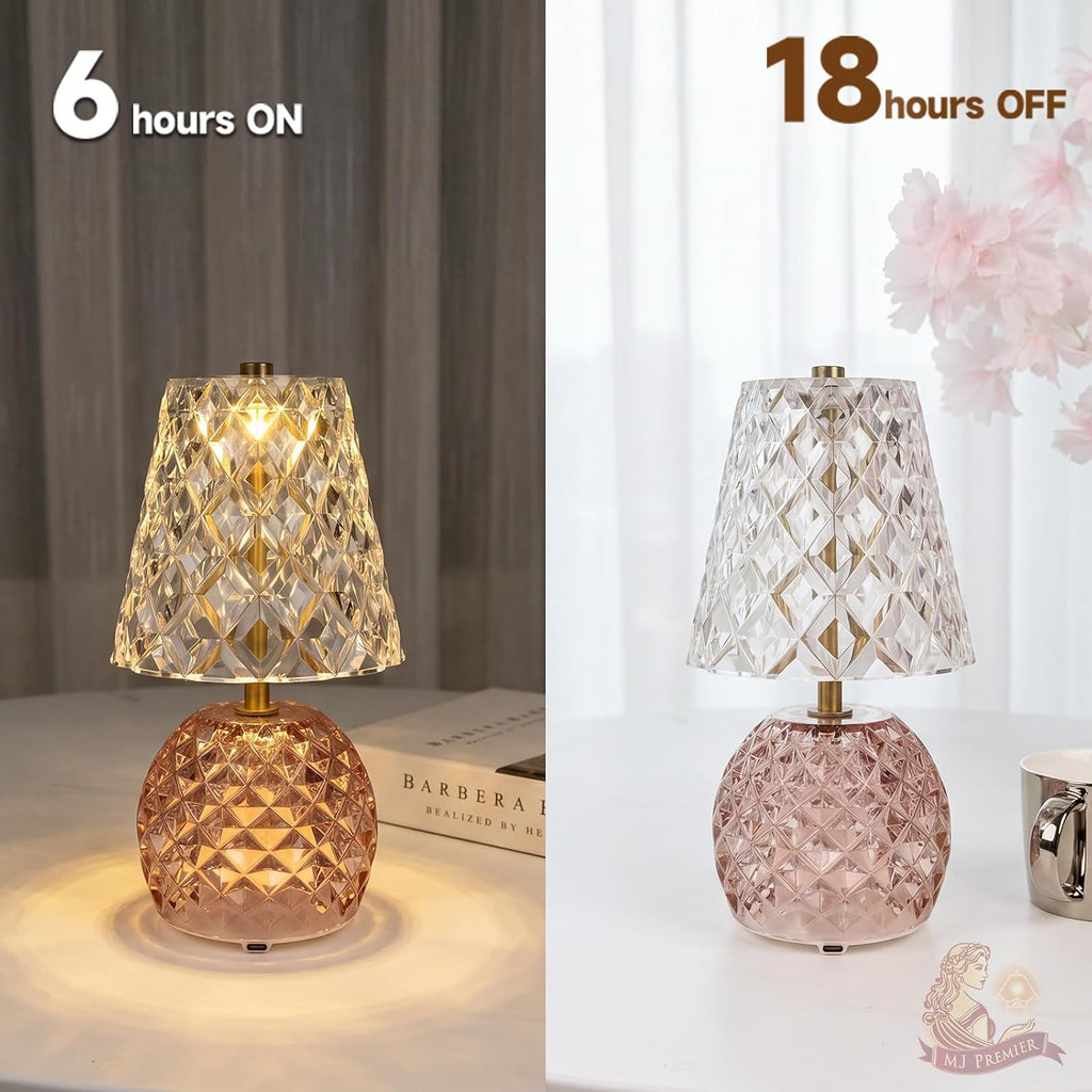 MJ PREMIER Rechargeable Table Lamp Cordless Mushroom Lamp with Timer Pink